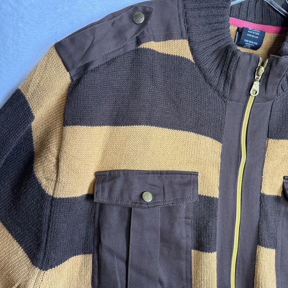 Maza Men's 3XL Rugby Striped Full Zip Sweater Cardigan Preppy Old Money - Picture 6 of 16